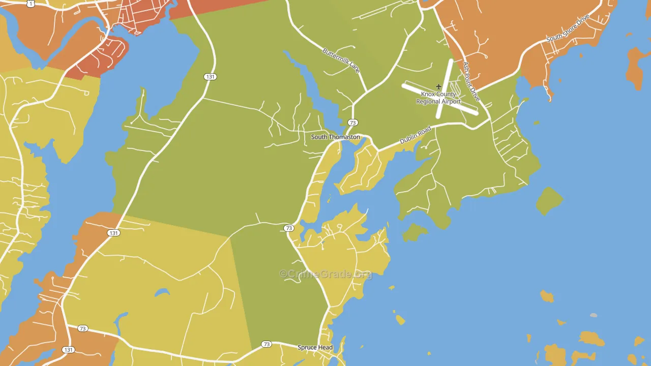 South Thomaston, ME Map of Vehicle Theft Rates
