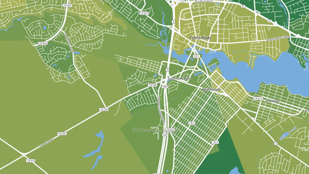 South Toms River, NJ Map of Vehicle Theft Rates