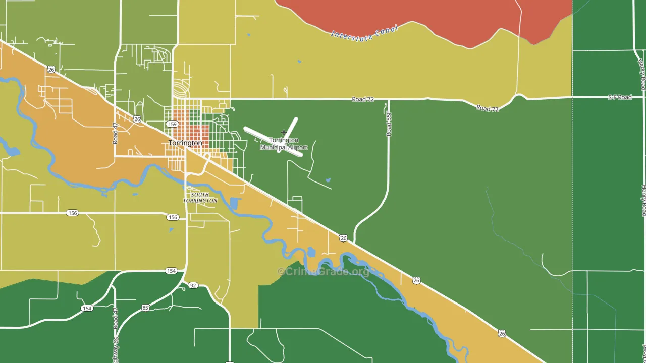 South Torrington, WY Map of Vehicle Theft Rates