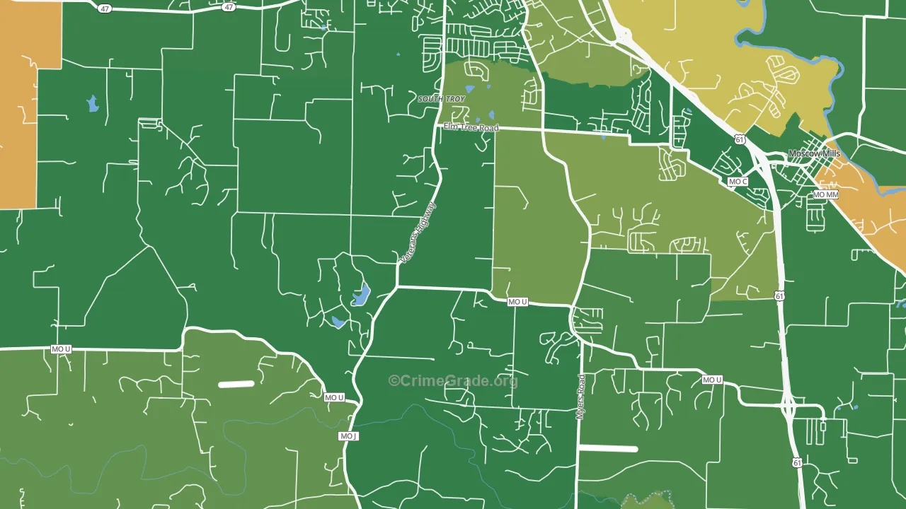 South Troy, MO Map of Vehicle Theft Rates