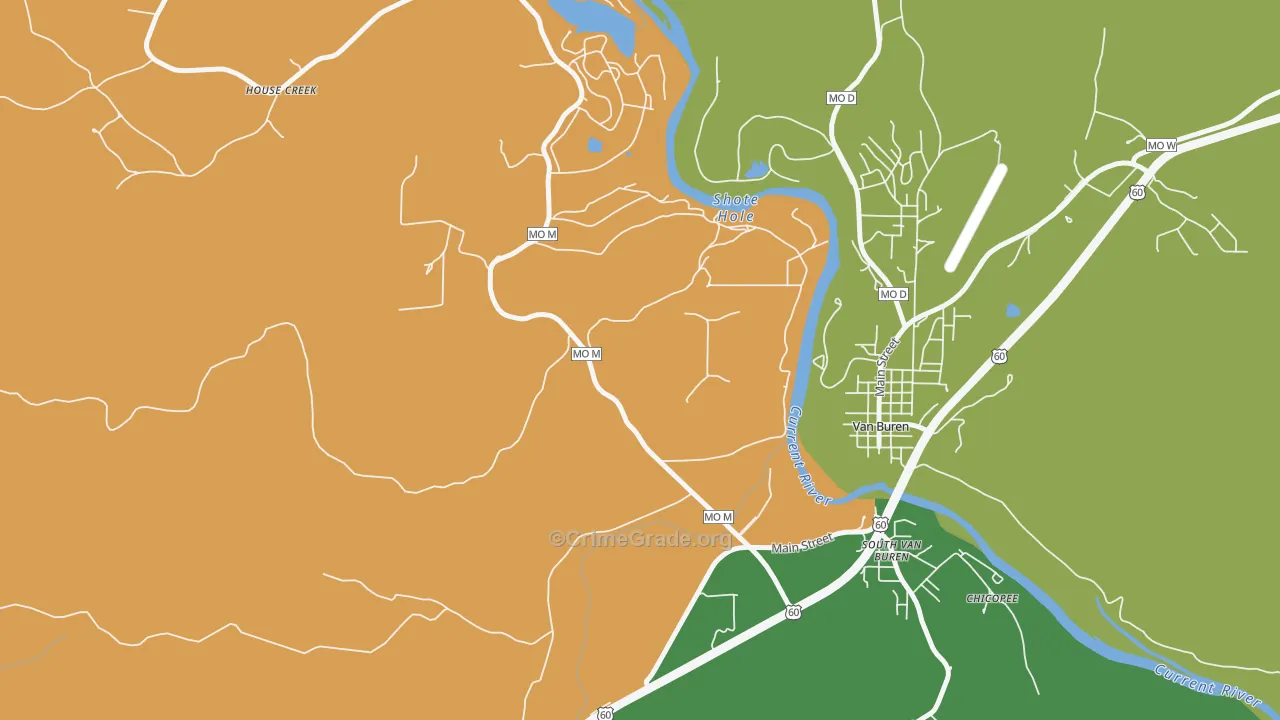South Van Buren, MO Map of Vehicle Theft Rates