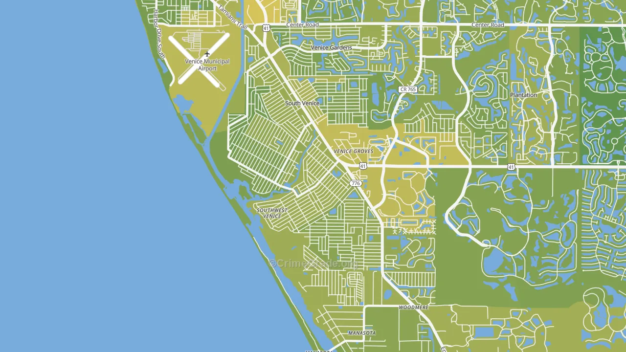 South Venice, FL Map of Vehicle Theft Rates