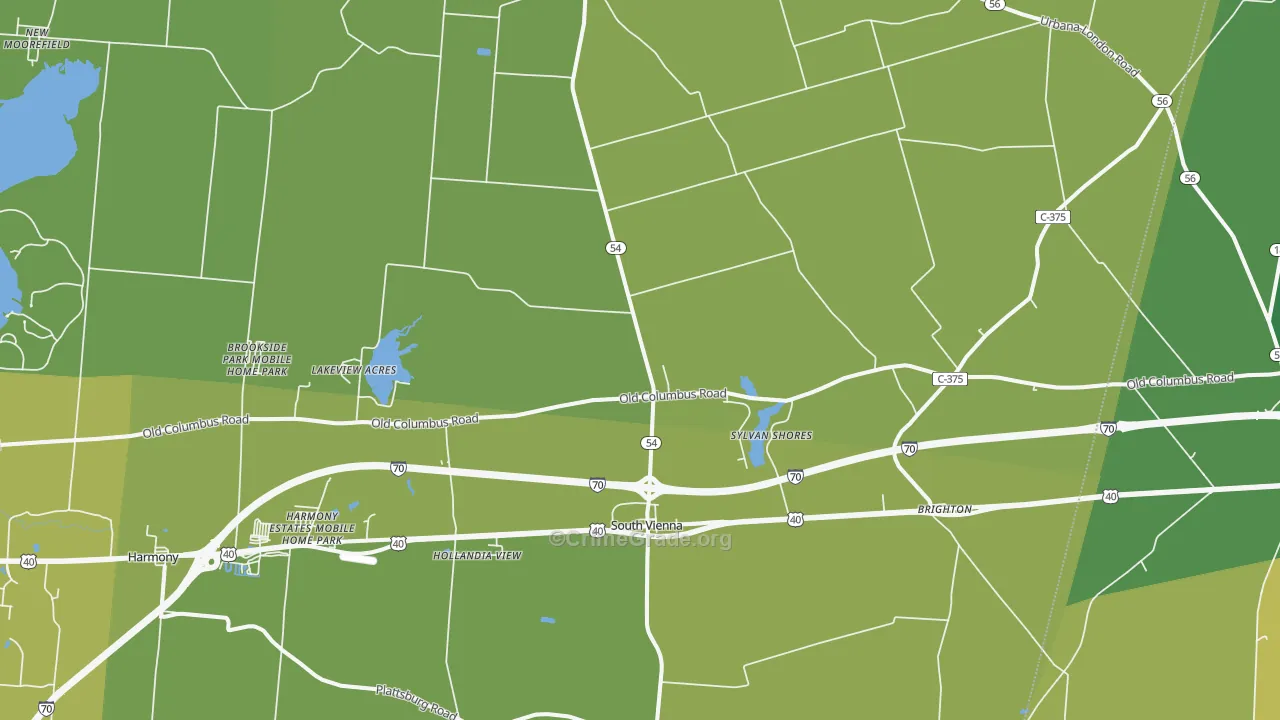 South Vienna, OH Map of Vehicle Theft Rates