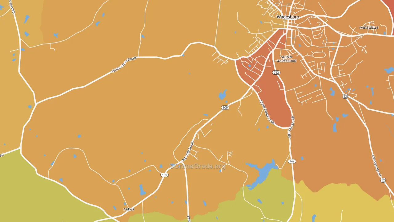 South Wadesboro, NC Map of Vehicle Theft Rates