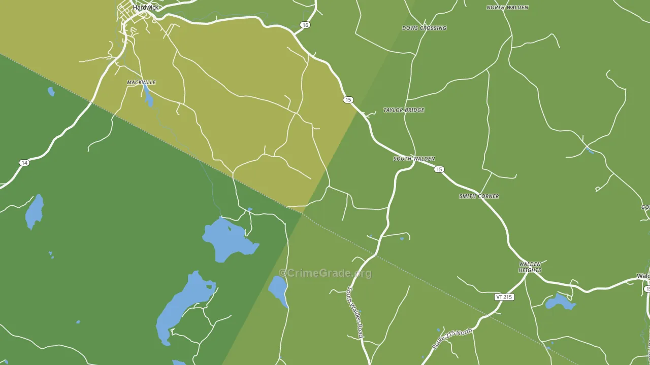 South Walden, VT Map of Vehicle Theft Rates