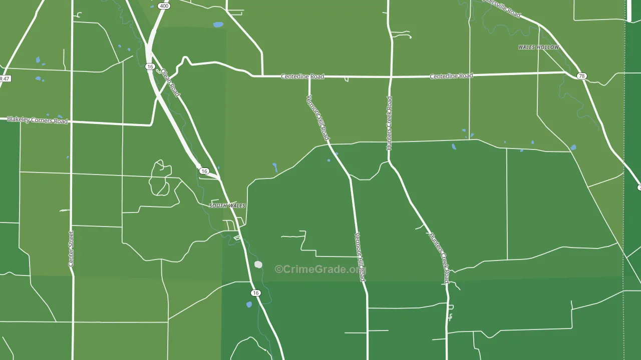 South Wales, NY Map of Vehicle Theft Rates