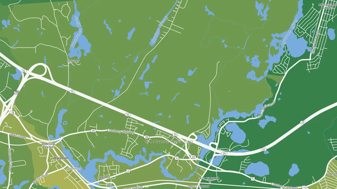 South Wareham, MA Map of Vehicle Theft Rates
