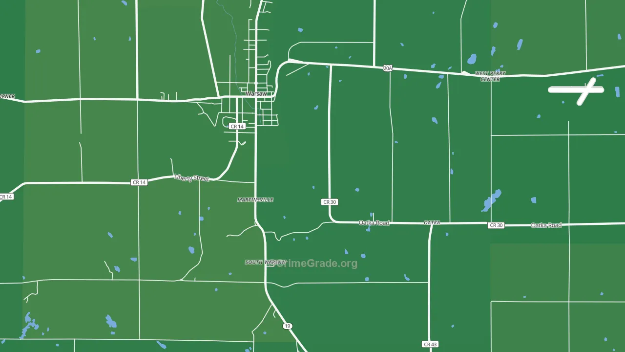 South Warsaw, NY Map of Vehicle Theft Rates