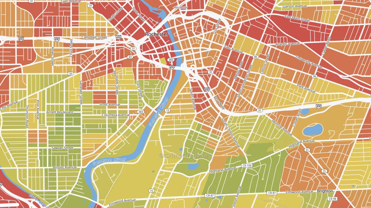 South Wedge, Rochester, NY Map of Vehicle Theft Rates