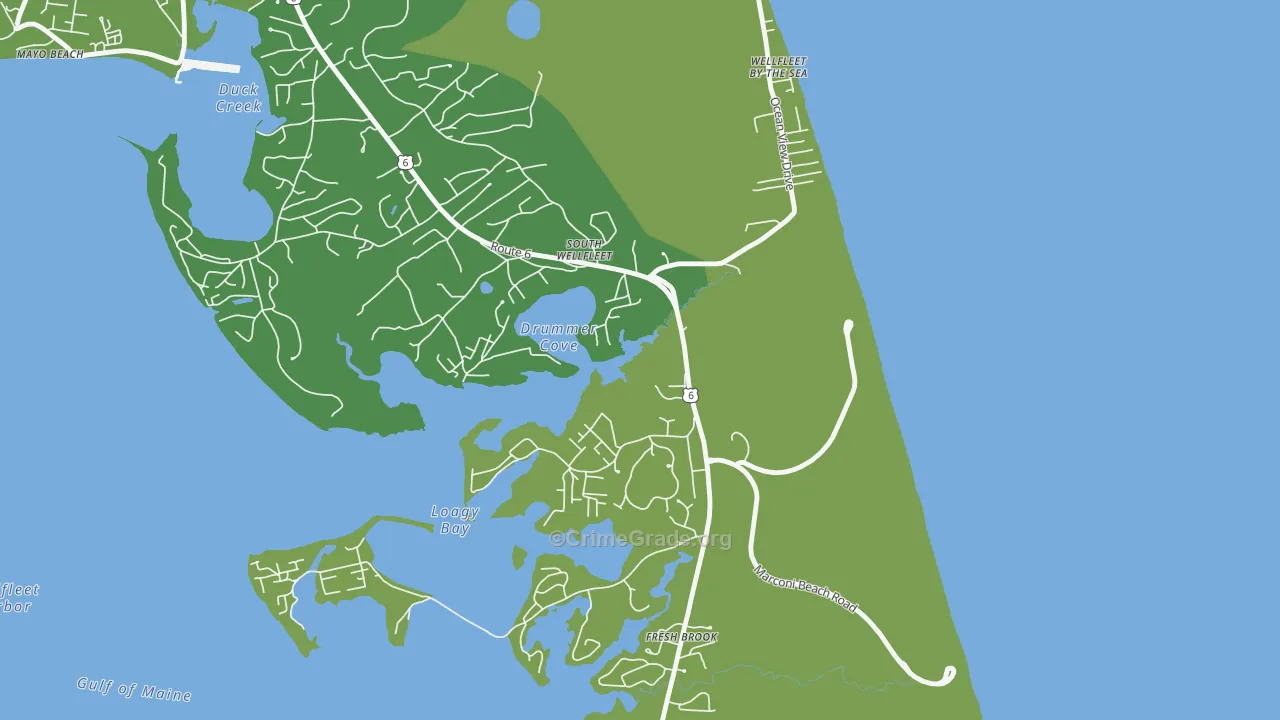 South Wellfleet, MA Map of Vehicle Theft Rates