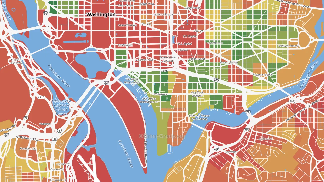 South West, Washington, DC Map of Vehicle Theft Rates
