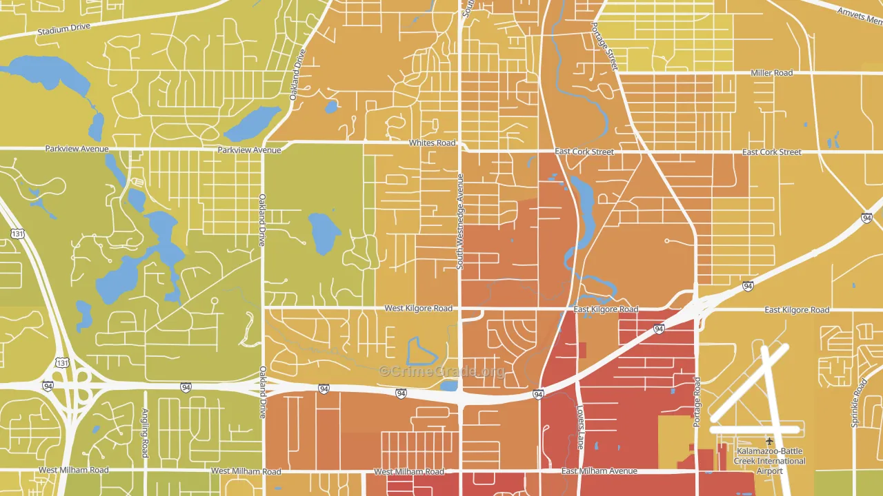 South Westnedge, Kalamazoo, MI Map of Vehicle Theft Rates