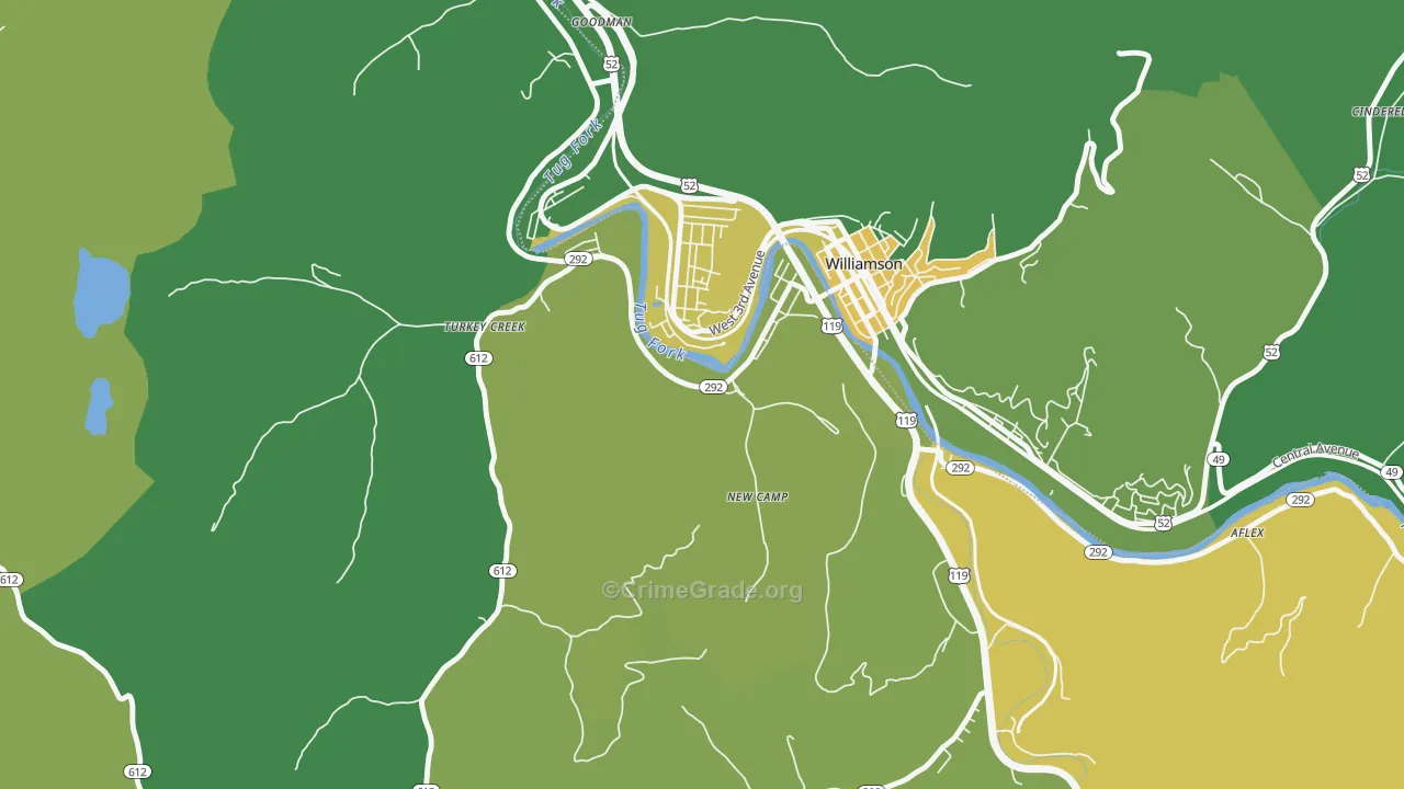 South Williamson, KY Map of Vehicle Theft Rates