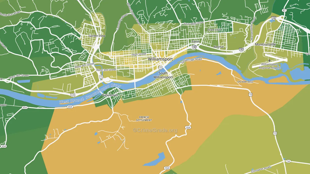 South Williamsport, PA Map of Vehicle Theft Rates