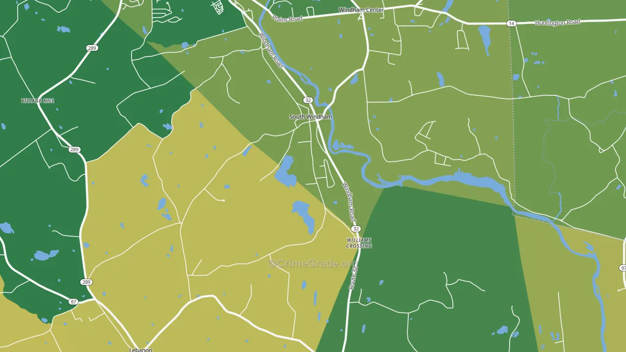 South Windham, CT Map of Vehicle Theft Rates