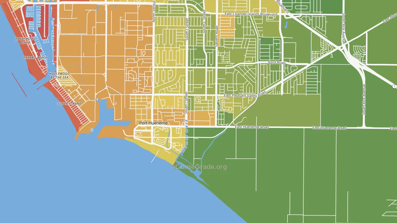 South Winds, Oxnard, CA Map of Vehicle Theft Rates