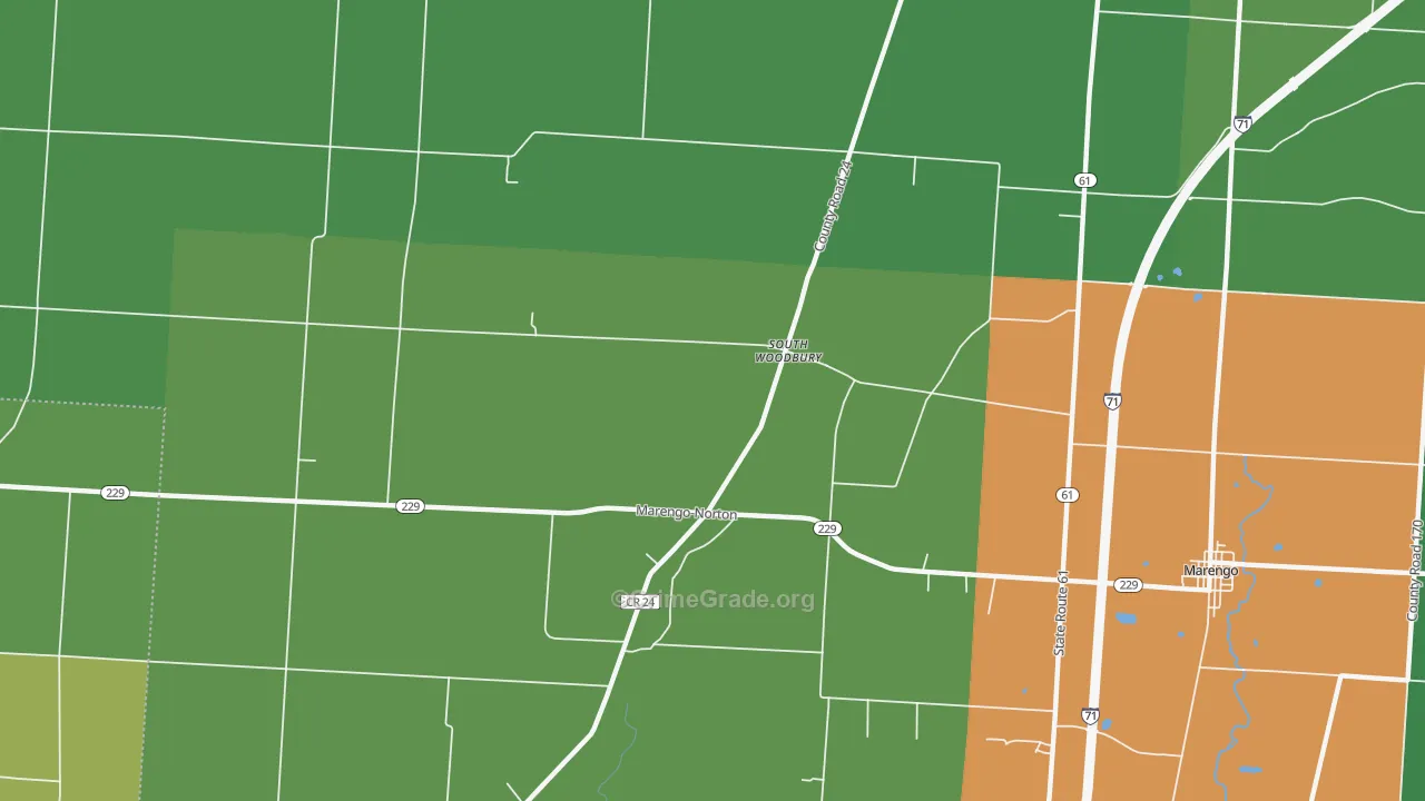 South Woodbury, OH Map of Vehicle Theft Rates