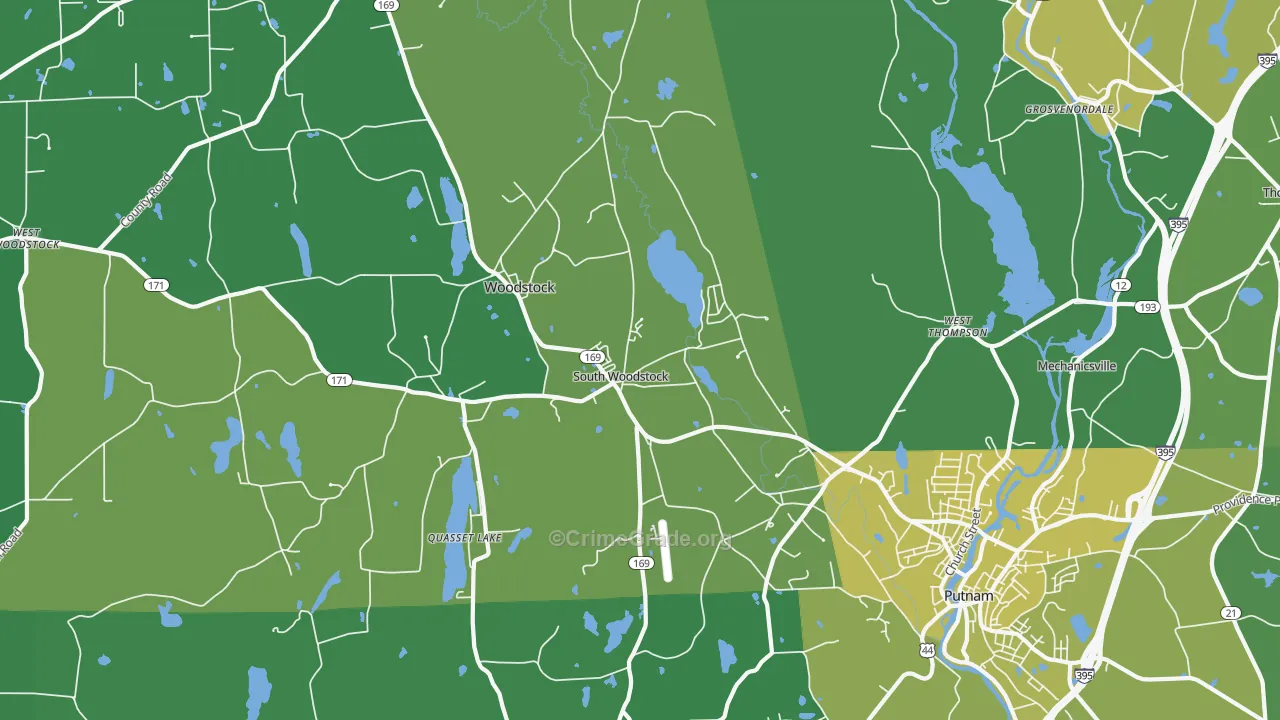 South Woodstock, CT Map of Vehicle Theft Rates