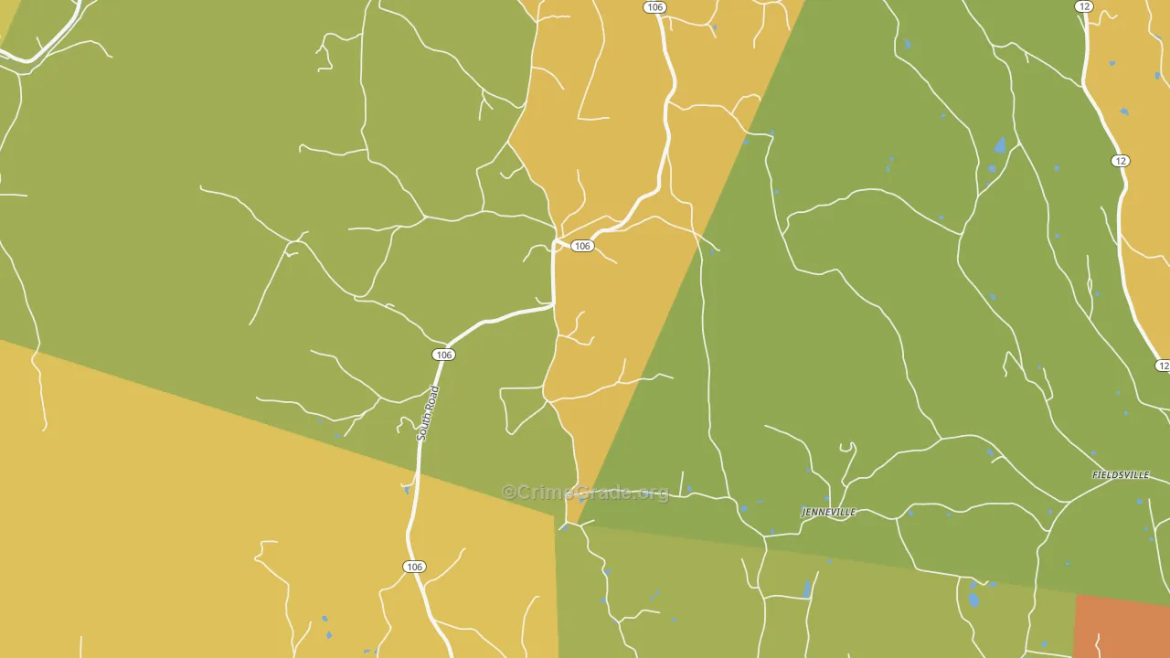 South Woodstock, VT Map of Vehicle Theft Rates