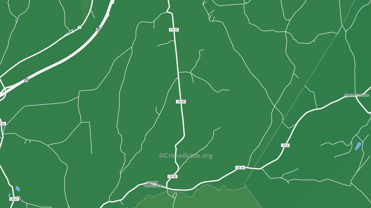 South Worcester, NY Map of Vehicle Theft Rates