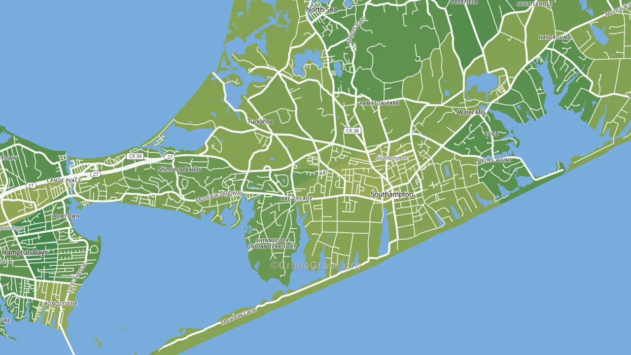Southampton, NY Map of Vehicle Theft Rates