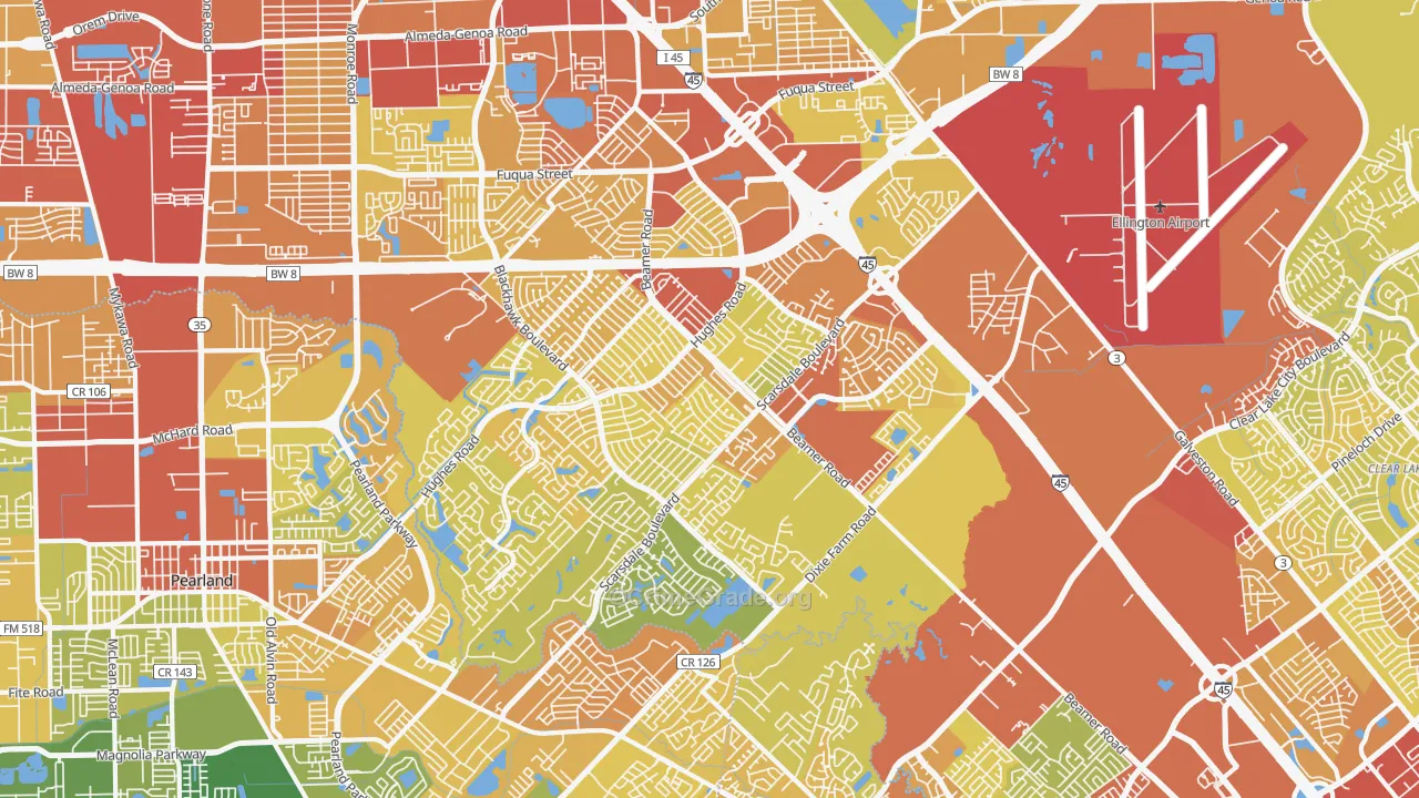Southbelt Ellington, Houston, TX Map of Vehicle Theft Rates