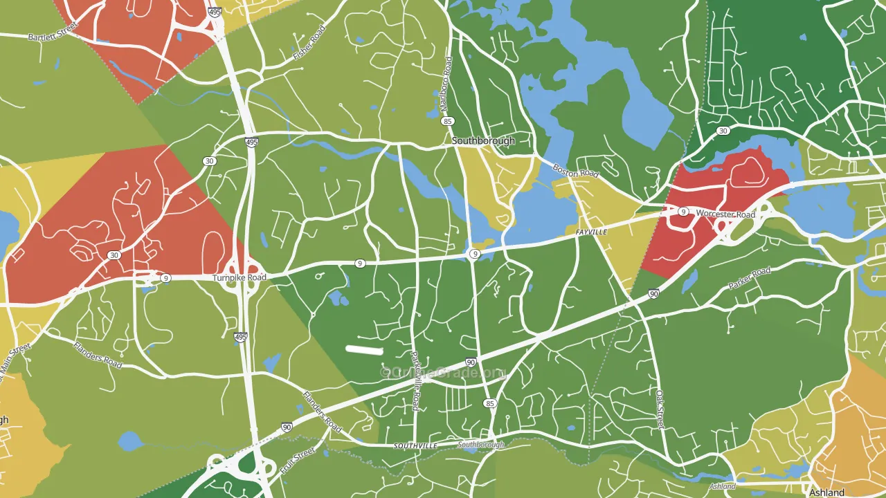 Southborough, MA Map of Vehicle Theft Rates
