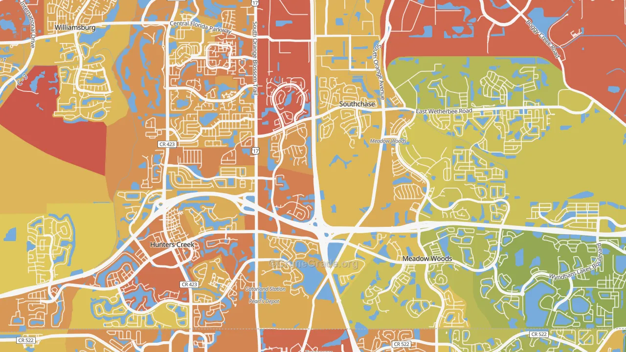Southchase, FL Map of Vehicle Theft Rates