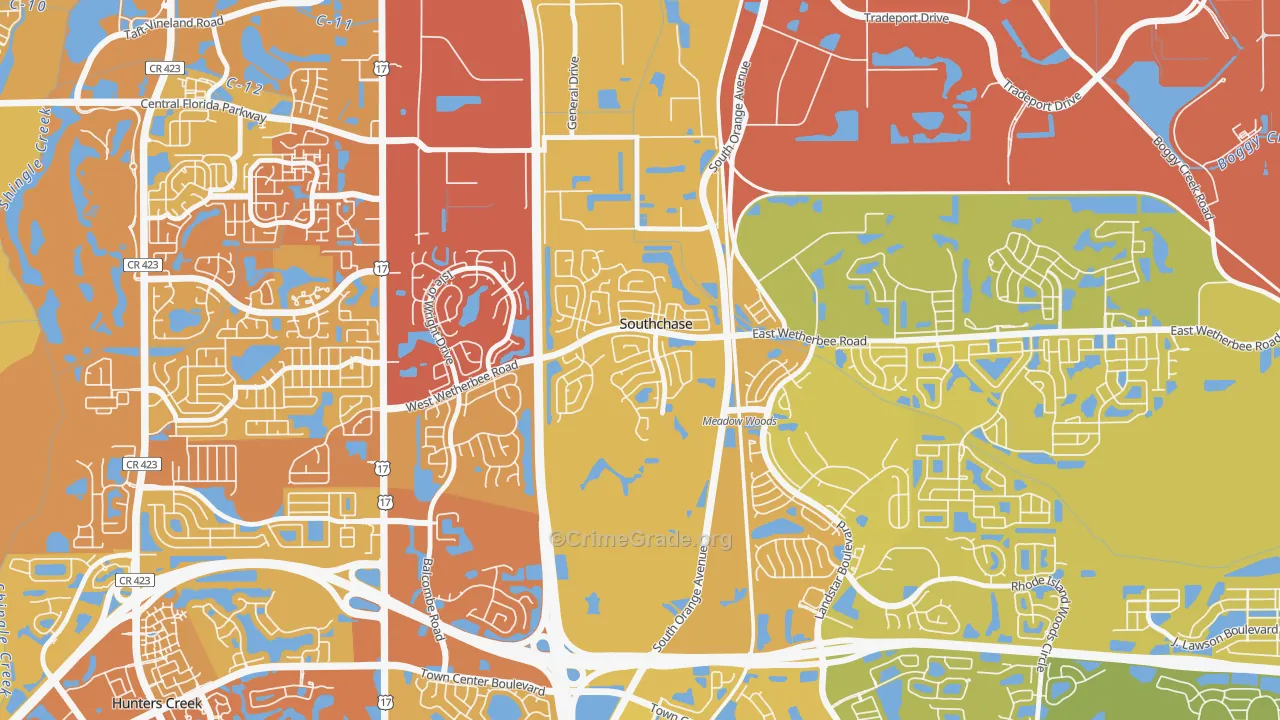 Southchase Village, Southchase, FL Map of Vehicle Theft Rates
