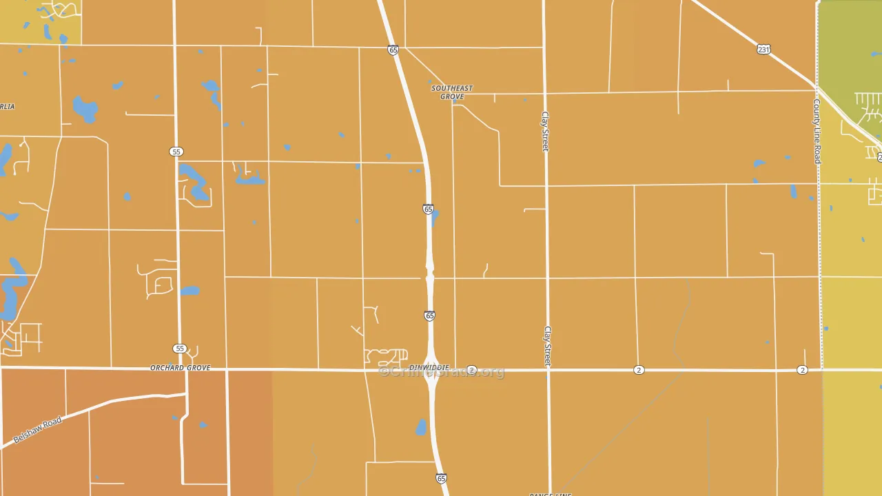 Southeast Grove, IN Map of Vehicle Theft Rates