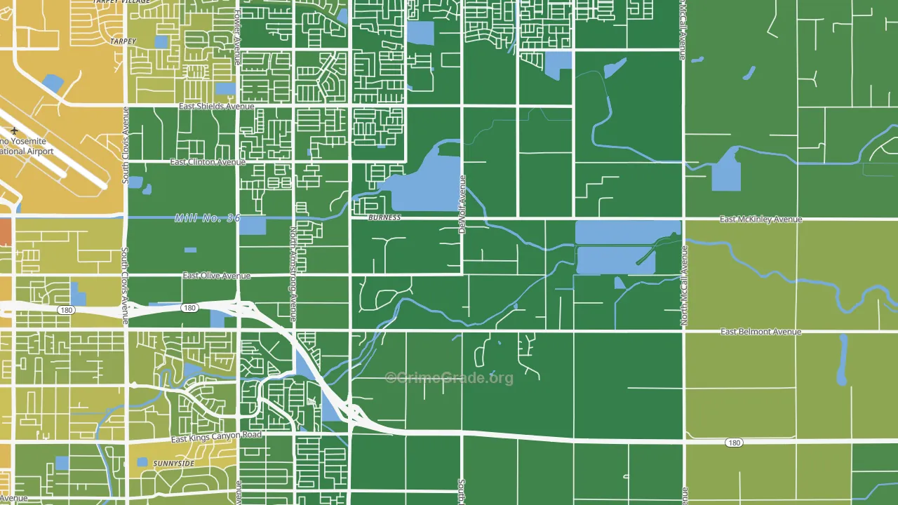 Southeast Growth Area, Fresno, CA Map of Vehicle Theft Rates