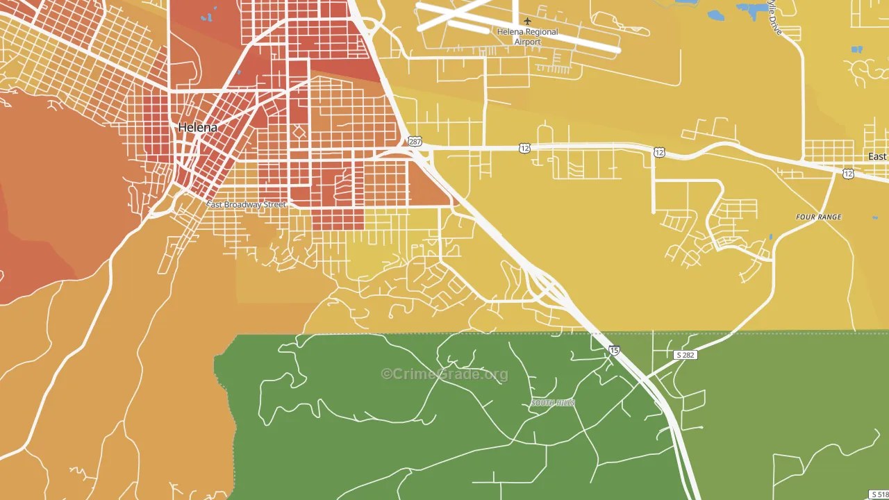 Southeast, Helena, MT Map of Vehicle Theft Rates