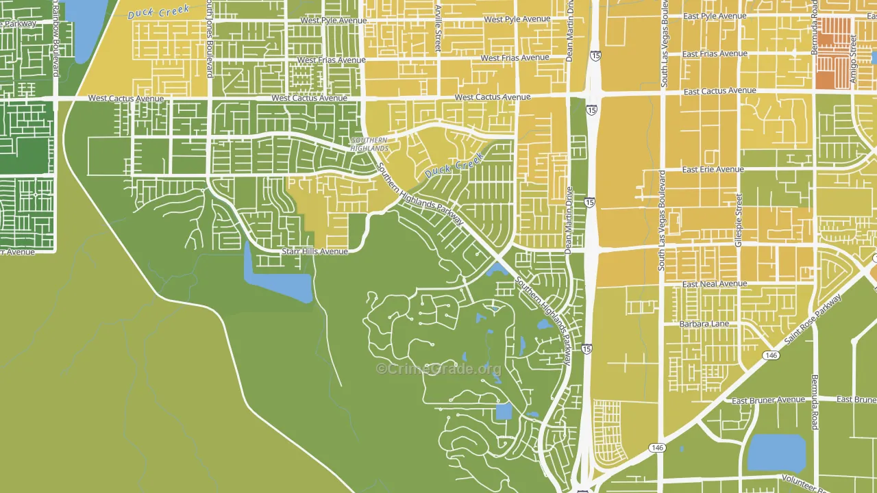 Southern Highlands, Enterprise, NV Map of Vehicle Theft Rates
