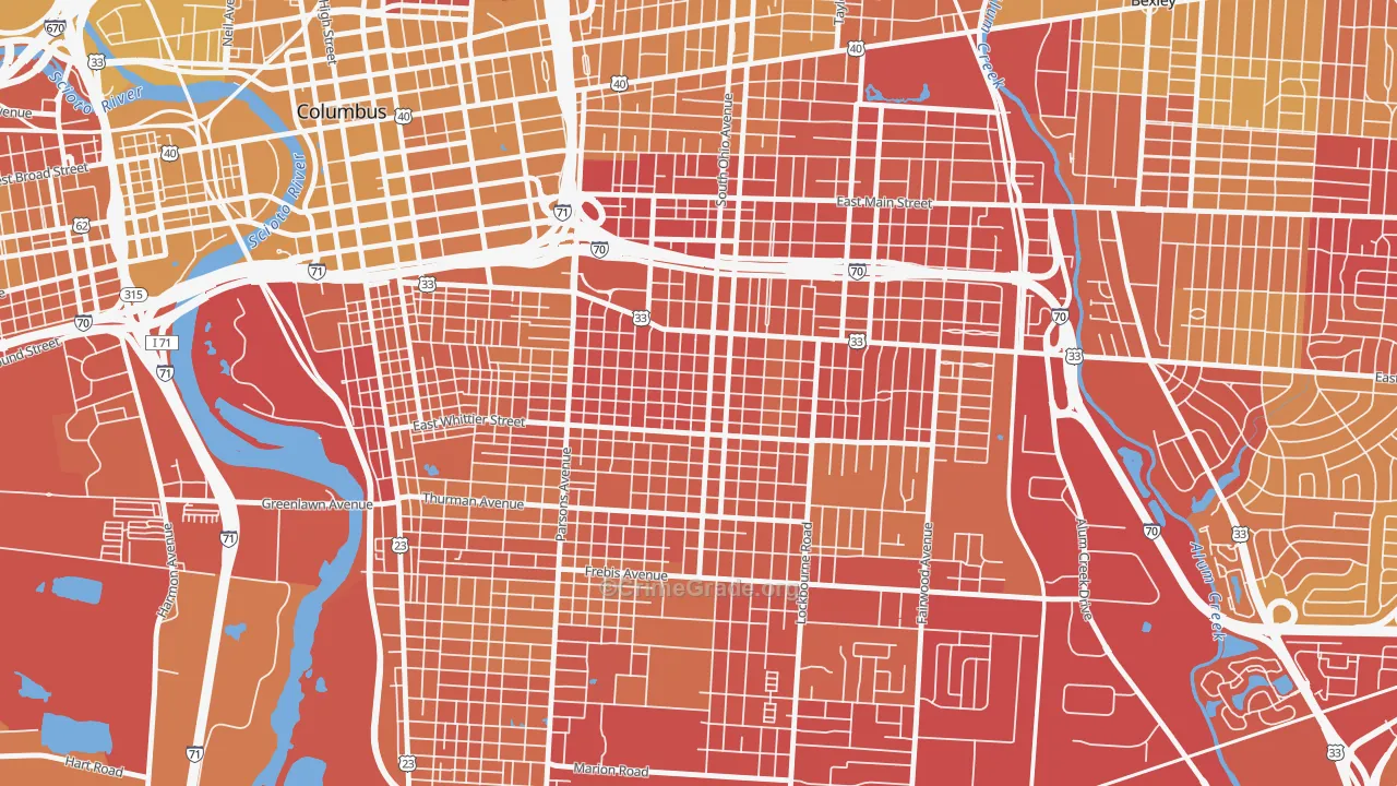 Southern Orchards, Columbus, OH Map of Vehicle Theft Rates