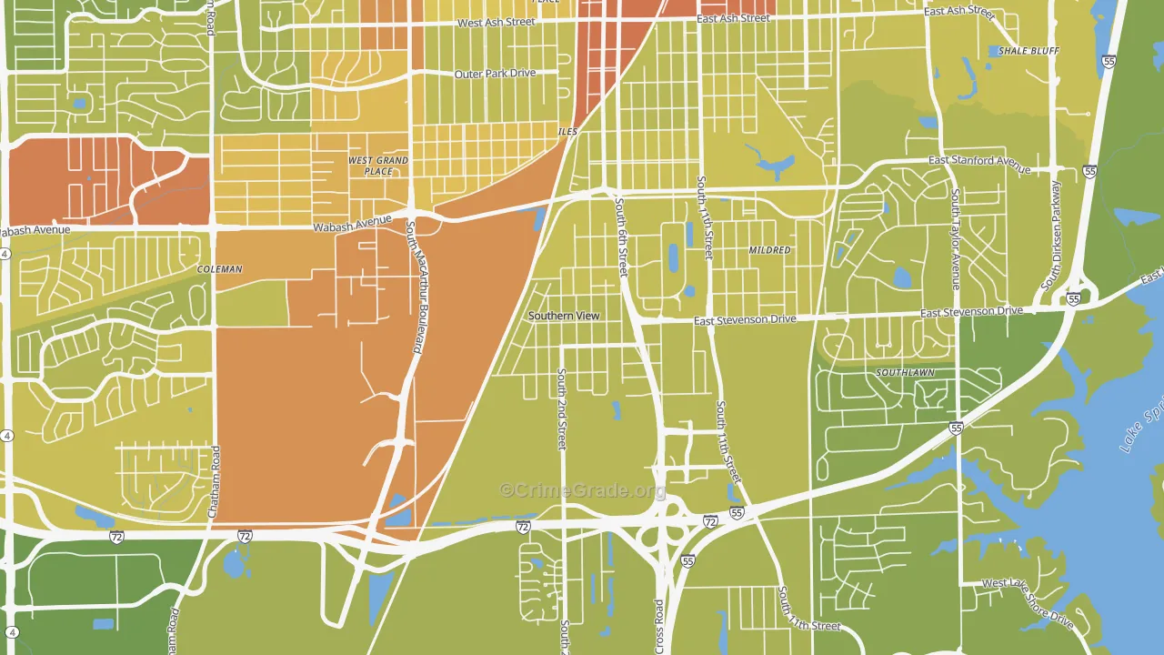 Southern View, IL Map of Vehicle Theft Rates