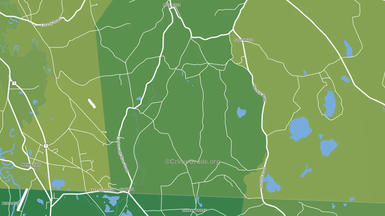 Southfield, MA Map of Vehicle Theft Rates
