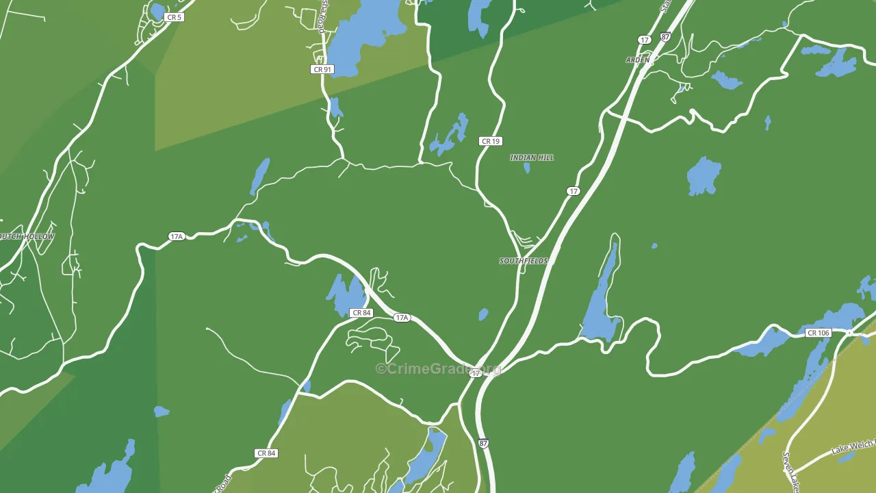 Southfields, NY Map of Vehicle Theft Rates