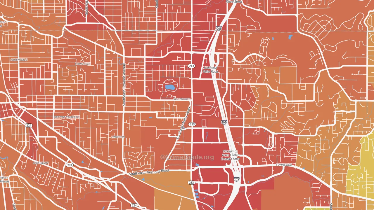 Southgate, Portland, OR Map of Vehicle Theft Rates