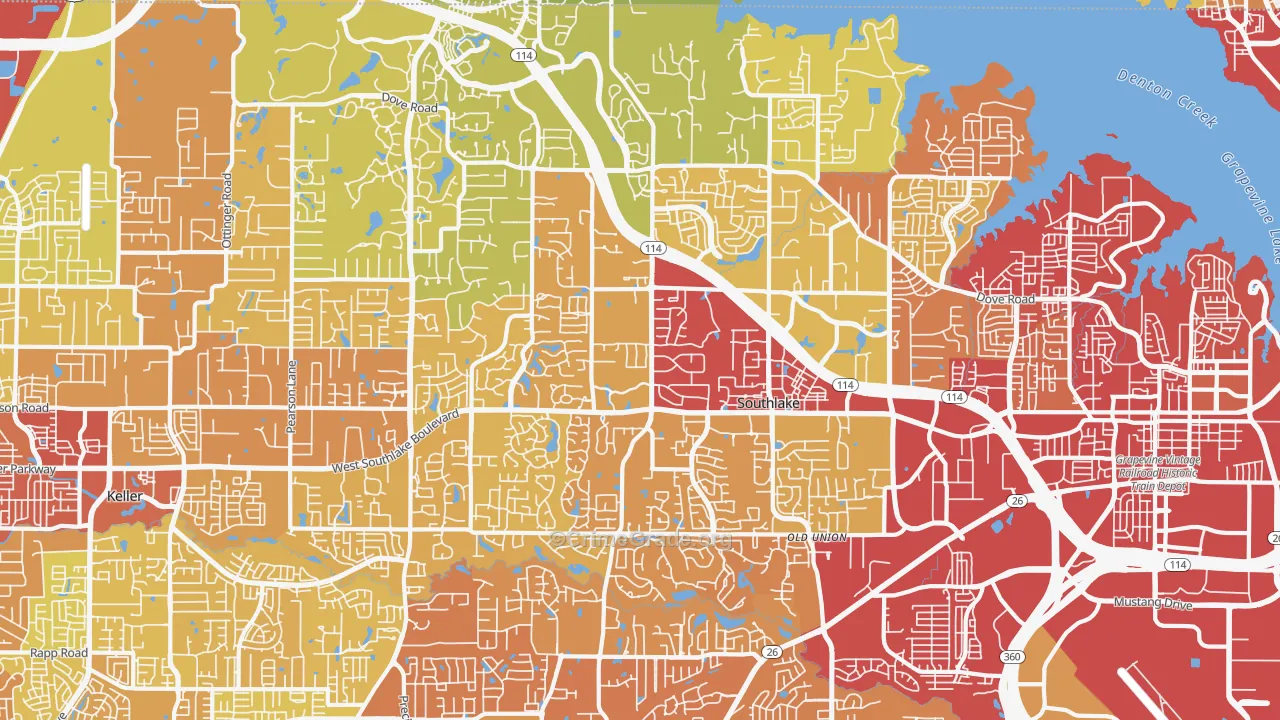 Southlake, TX Map of Vehicle Theft Rates