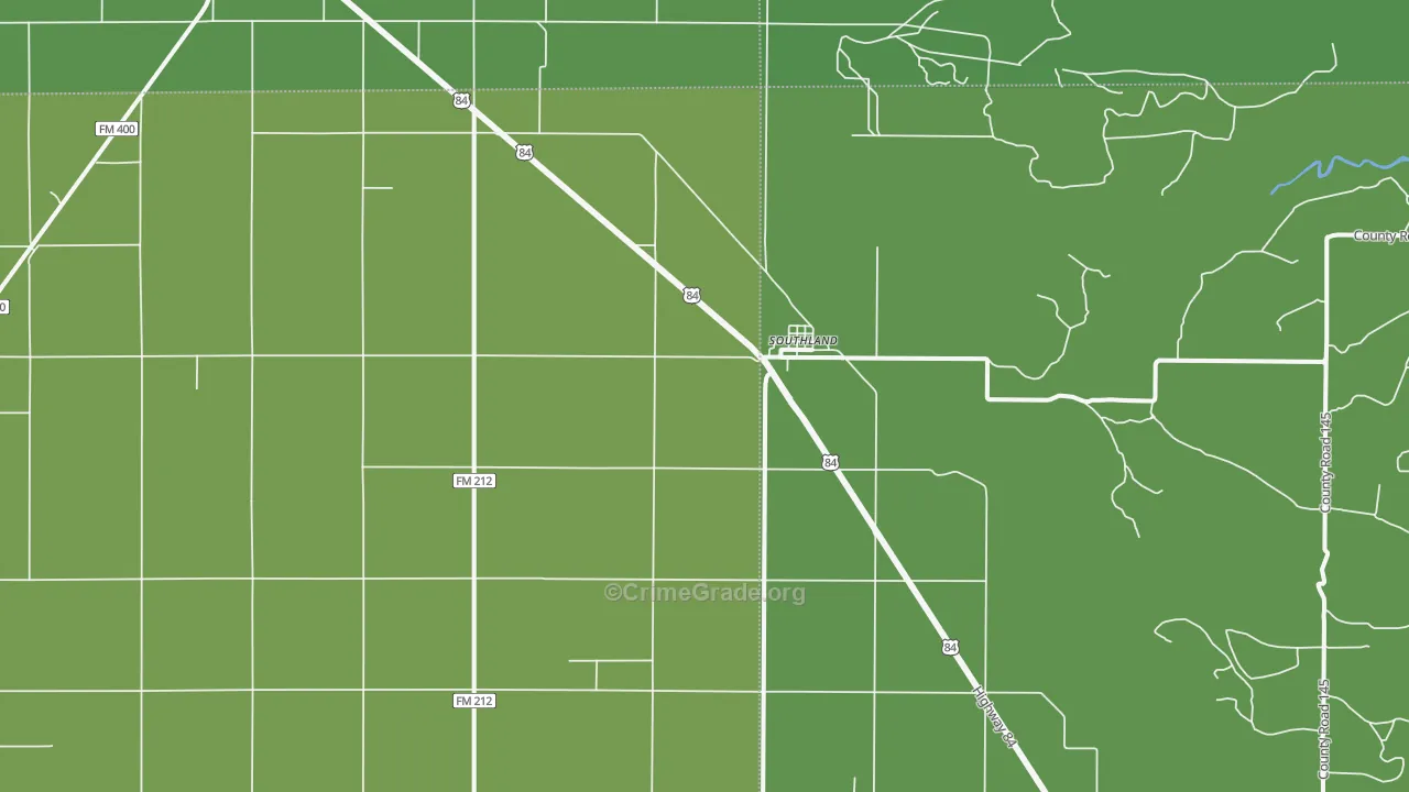 Southland, TX Map of Vehicle Theft Rates