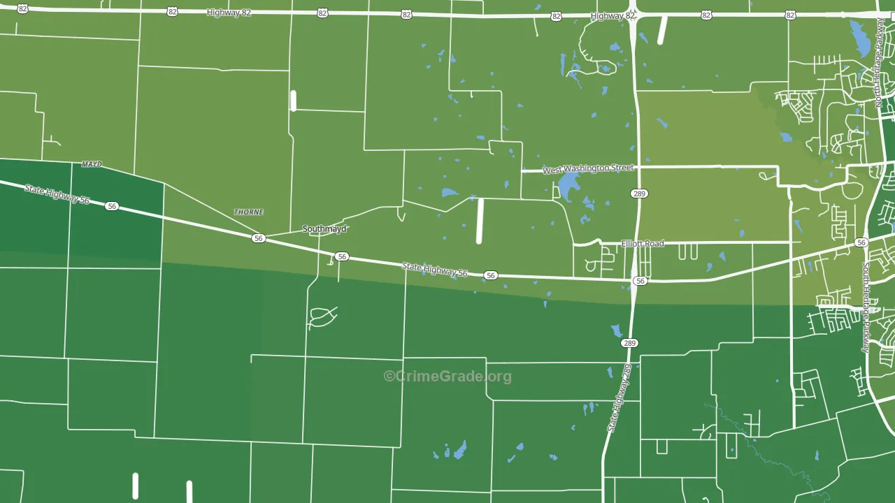 Southmayd, TX Map of Vehicle Theft Rates