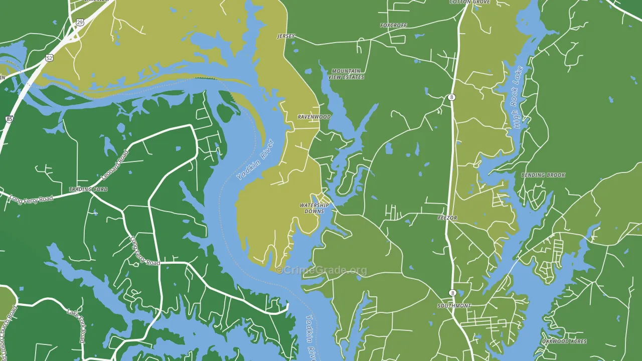 Southmont, NC Map of Vehicle Theft Rates