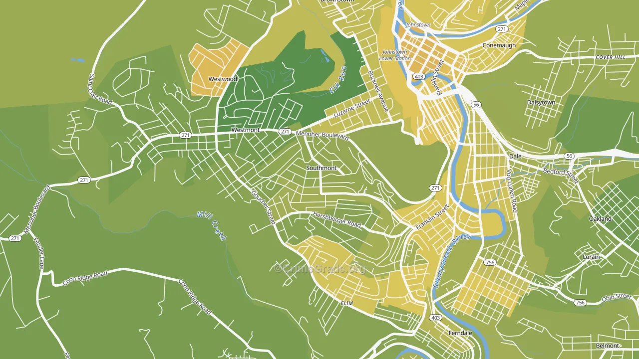 Southmont, PA Map of Vehicle Theft Rates