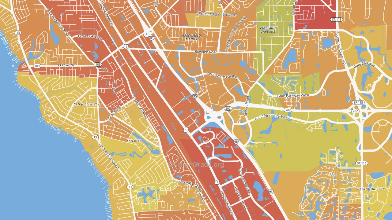 Southpoint, Jacksonville, FL Map of Vehicle Theft Rates