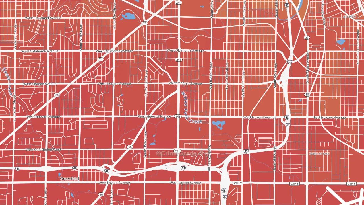 Southpoint, Milwaukee, WI Map of Vehicle Theft Rates