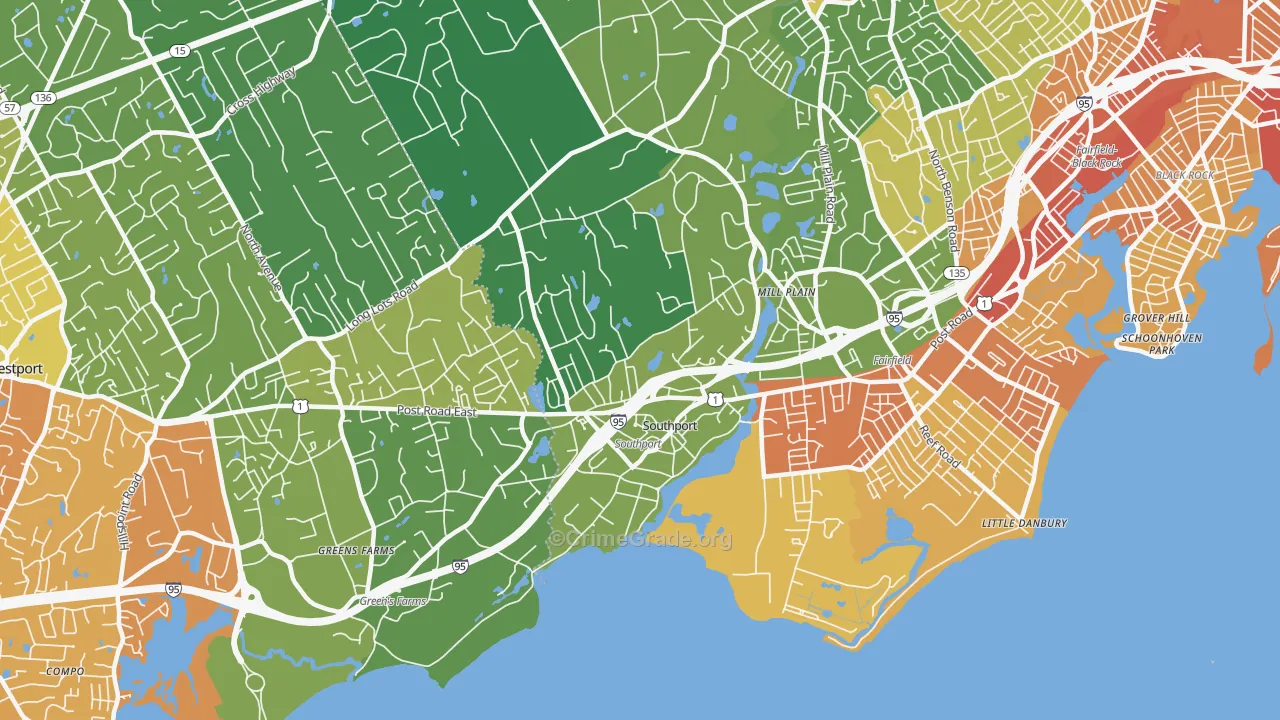 Southport, CT Map of Vehicle Theft Rates