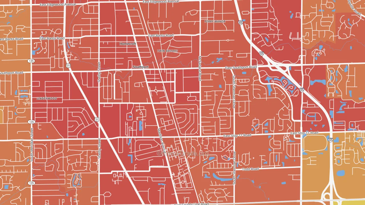 Southport, IN Map of Vehicle Theft Rates
