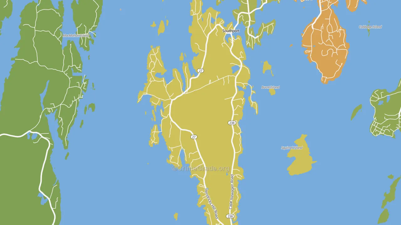 Southport, ME Map of Vehicle Theft Rates