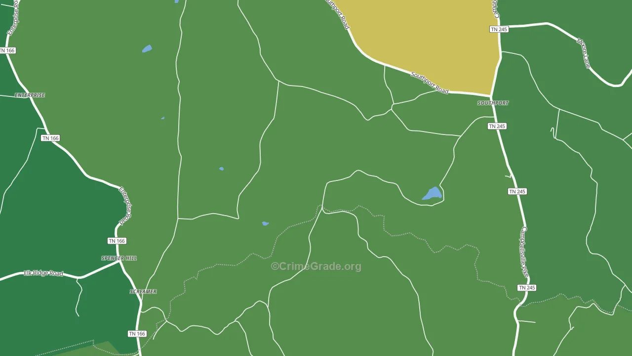 Southport, TN Map of Vehicle Theft Rates
