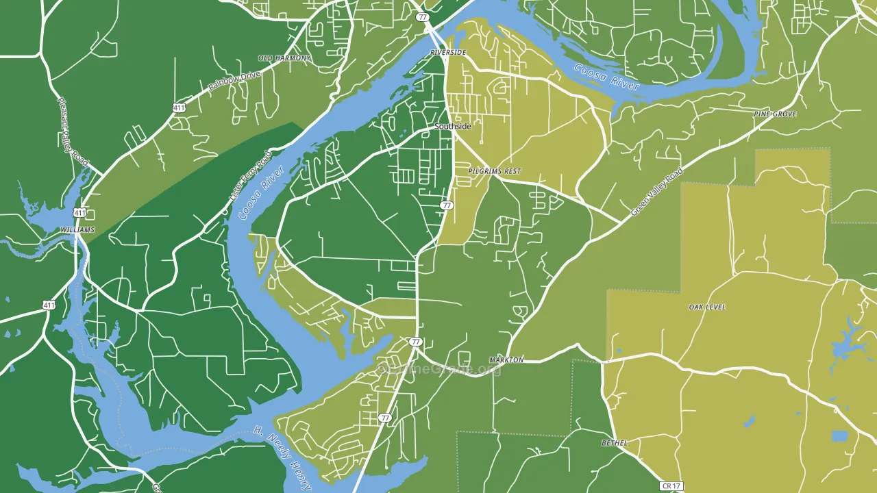 Southside, AL Map of Vehicle Theft Rates